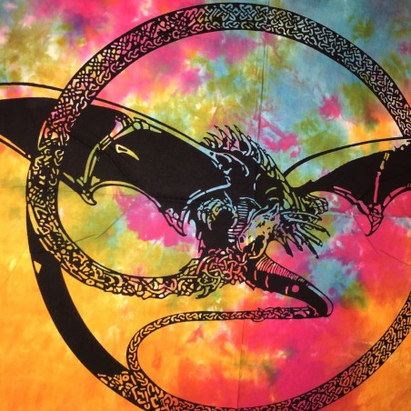 Tenture Multicolore Dragon Creature Psyche Batik