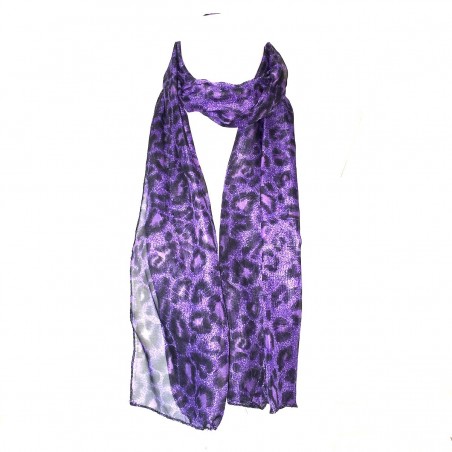 Foulard Polyester Leopard Violet Mode Chic