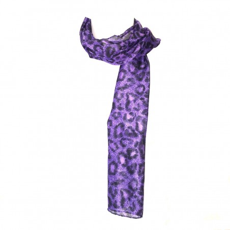 Polyester Leopard Violet Mode Chic scarf