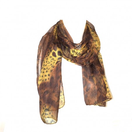 Foulard Polyester Leopard Brousse Jaune Chic Mode