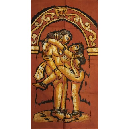 Batik da appendere alla parete Kama Sutra marrone.