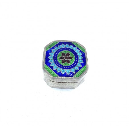 Boite Pilules Argent Emaille Mala Fleurs