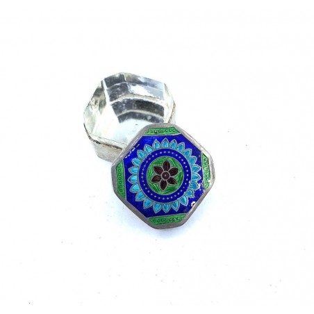 Boxen Pillen Silber Emaille Mala Blumen