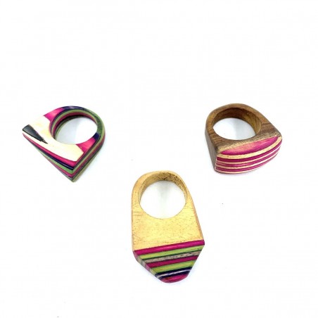 Joyería étnica anillo madera artesanía India