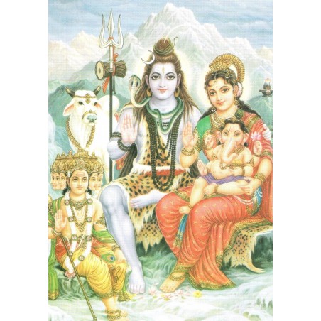 Carte Postale Parvati Shiva Kartikay Ganesh
