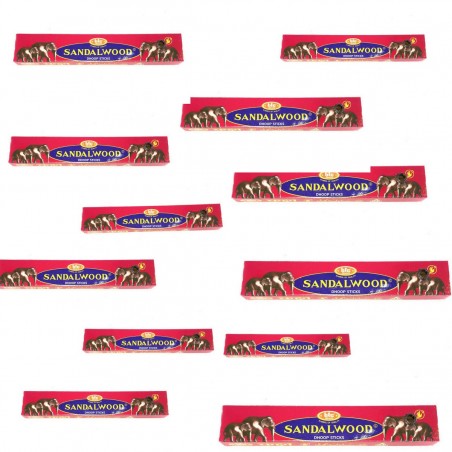 Set of 12 boxes of sandalwood incense without central stick.