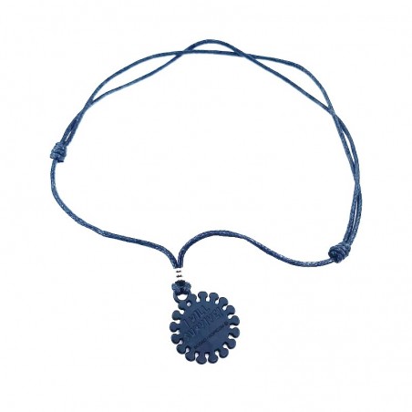 Collier pendentif orange en métal virus " I will survive ".