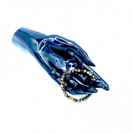 Pulsera protectora elástica y unisex con piedra ojo de tigre.
