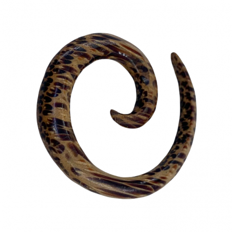 Spiralpiercing aus Kokosholz.