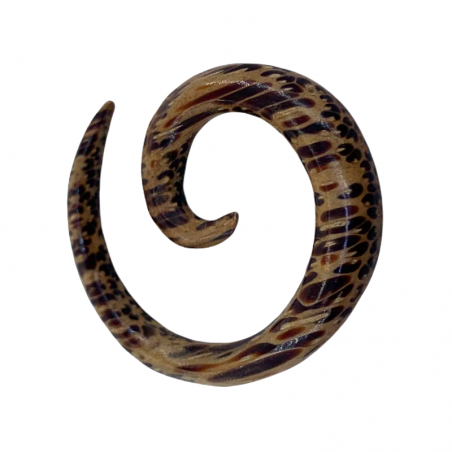 Spiralpiercing aus Kokosnussholz.