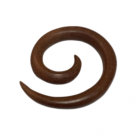 Indian piercing earring made of sawo wood in a spiral shape.