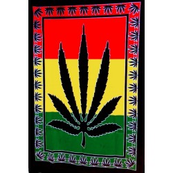 Tenture Batik Leaf Cannabis Rasta Colores Decoración Mural