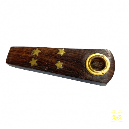 Indische Minipfeife aus Holz mit Sternen.