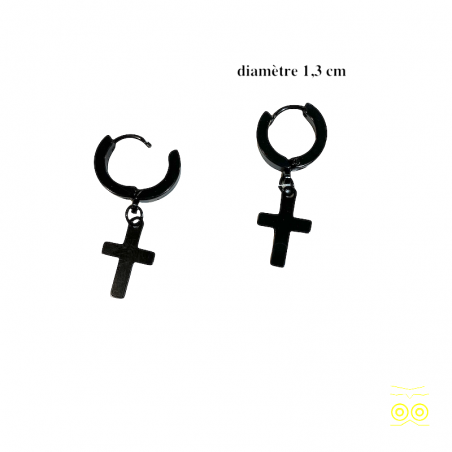 Boucle s d'oreilles créoles noires en acier.