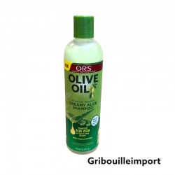Bouteille de shampoing de la marque ORS Olive Oil pour cheveux afro.