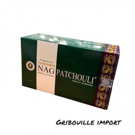 Boite de 12 paquets d'encens patchouli en bâtons.