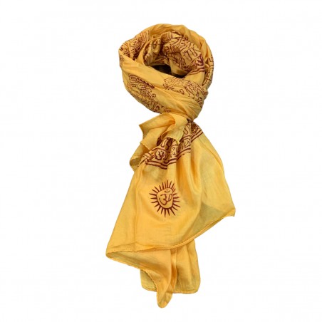 Foulard Bénarès jaune aum.