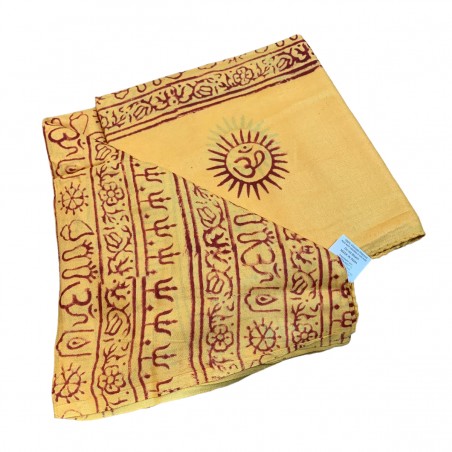 Benares yellow om or aum scarf.
