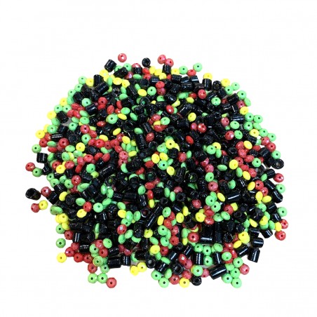 Red yellow green rasta color beads.