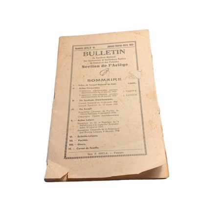 Boletín del Sindicato de Educación de Ariège 1949