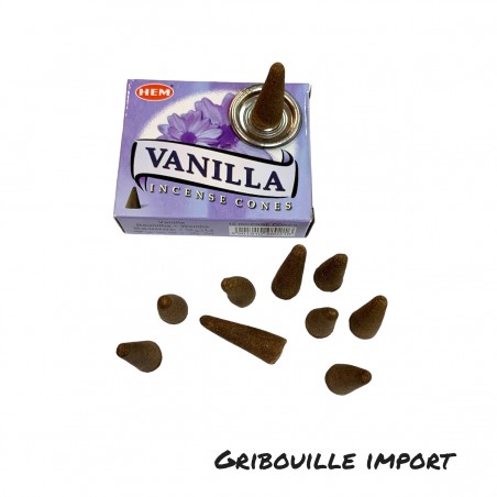 Conos de incienso con fragancia de vainilla.