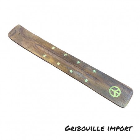 Support de bâton d'encens peace and love en bois.
