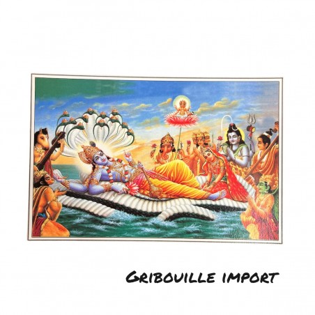 Cartolina delle divinità indiane, Vishnu, Ganesh, Laksmi
