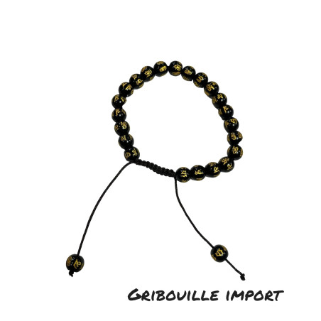 Bracelet en Onyx Mantra OM MANI