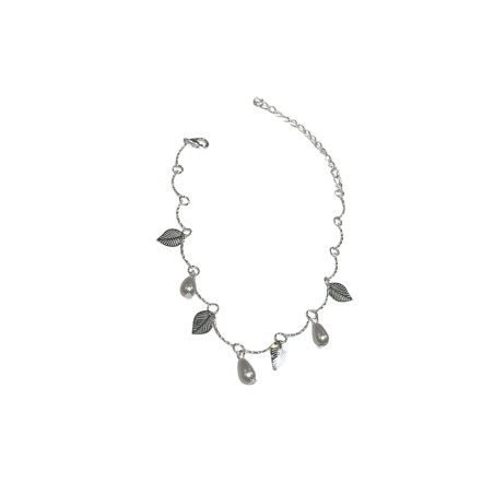 Silver Leaf Foot Chain Bracelet