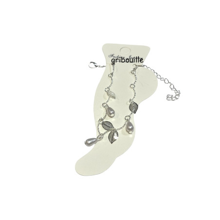 Chaine de Pied ou Bracelet Argenté Feuilles