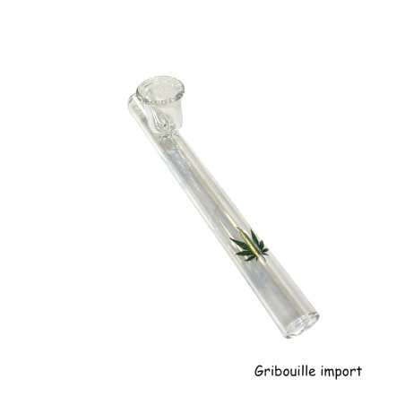 Straight Glass Pipe Cannabis Leaf