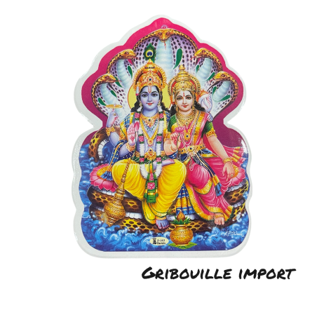 Aufkleber der Gottheiten Lakshmi und Vishnu