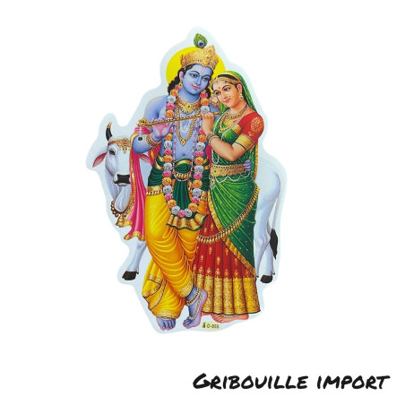 Aufkleber von Krishna und Radha, indisch