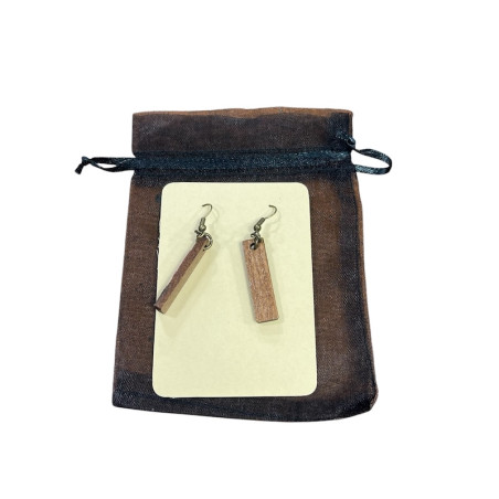 Boucles d'oreilles Artisanales en bois et papier japonais .