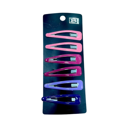 6 Metal Hair Clips Color