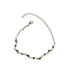 Gold Metal Ankle Bracelet with Heart-Shaped Rhinestones