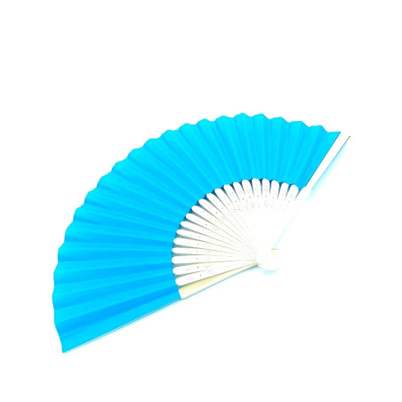 Turquoise Bamboo Paper Fan