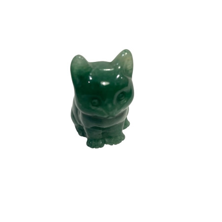 Chat en pierre Aventurine Artisanal