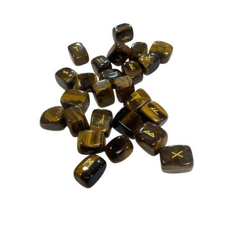 Jeu de Runes Divinatoires Pierre Œil de Tigre Futhark