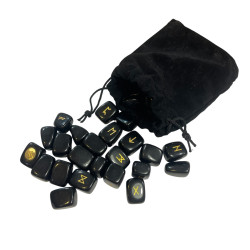 Juego de 25 runas de adivinación, piedra de ónix negro.