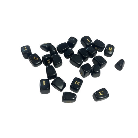 Set of 25 Divination Runes, Black Onyx Stone