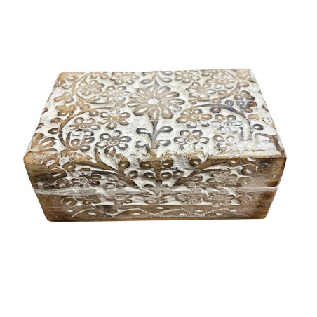 Boîte en Bois Sculpté Indien