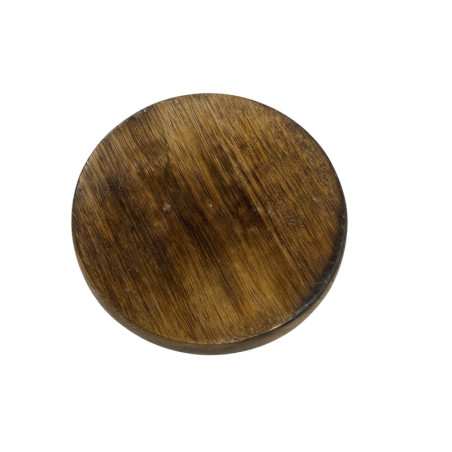 Round Mango Wood Incense Holder – Elephant Inlay 10 cm