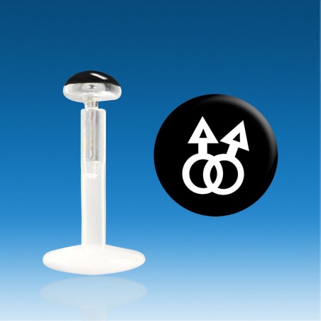 Labret Bio Plastique Argent 1.2 mm Homo Masculin Piercing  Rapide 48 H
