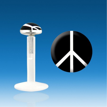Labret bio plástico plata 1.2 mm paz amor amor piercing rápido 48 H