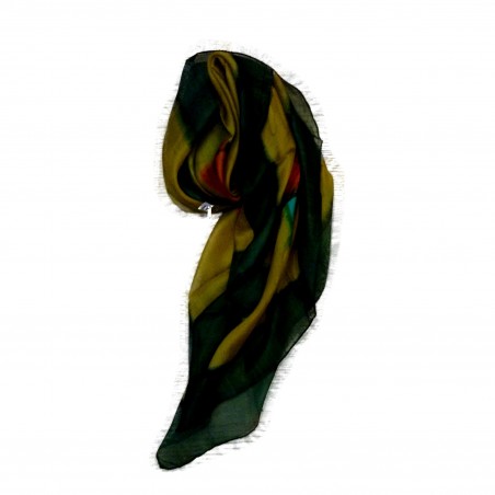 Foulard artisanal en pure soie indienne de couleur ocre.