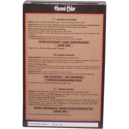 Henné Powder Brown Dye Coloring Natural Hair Box