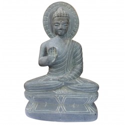 Statue Sculpture Bouddha Pierre Grès Inde Meditation Unique  Bouddhisme 
