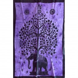 Tenture Baum Leben Elefanten Indien Kunsthandwerk Batik Dekoration Murale Nappe