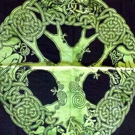 Tenture Tree Life Symbol Green Male Woman Batik Indian India Wall Decoration